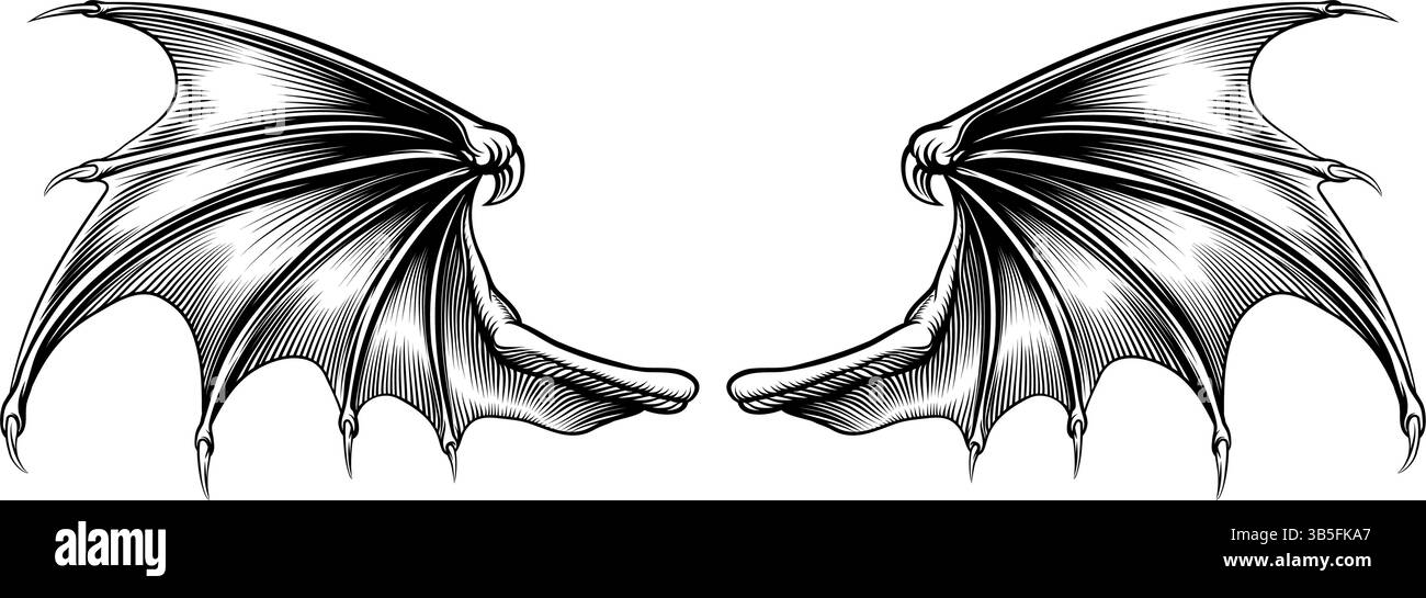 Dessin des ailes de démon de Vampire Dragon Devil Illustration de Vecteur