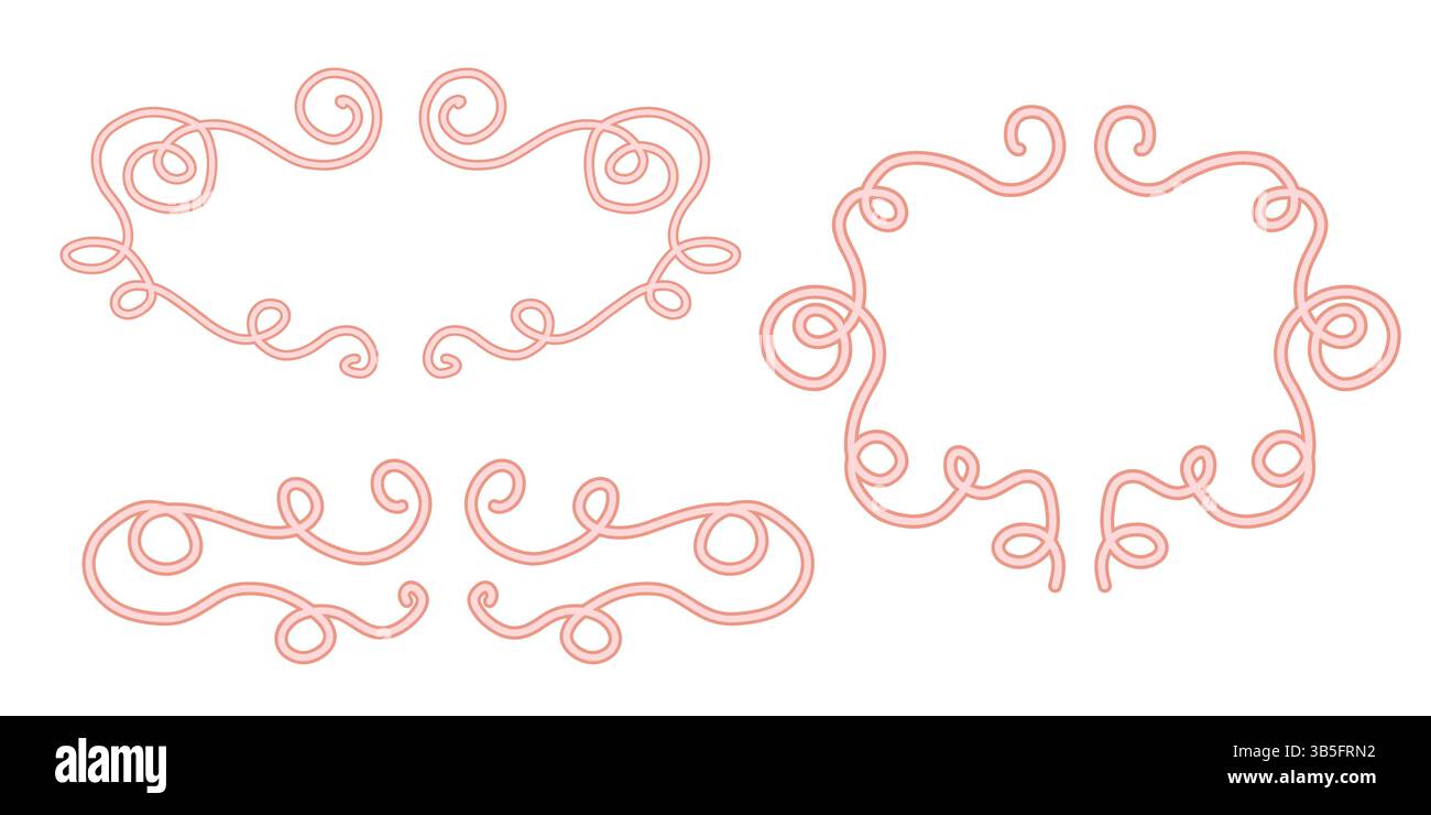 Séparateurs de texte élégants dessinés à la main et cadres d'ornement calligraphique vintage pour une utilisation dans la carte de voeux d'invitation de luxe ou la décoration de certificat Illustration de Vecteur