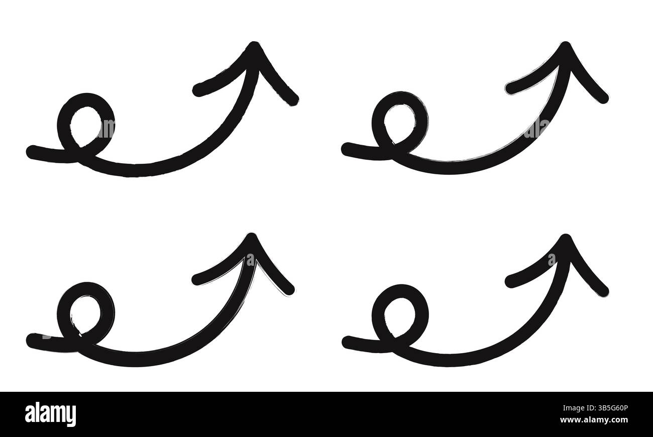 Vecteur de flèches courbes dessinées à la main. Illustration de Vecteur