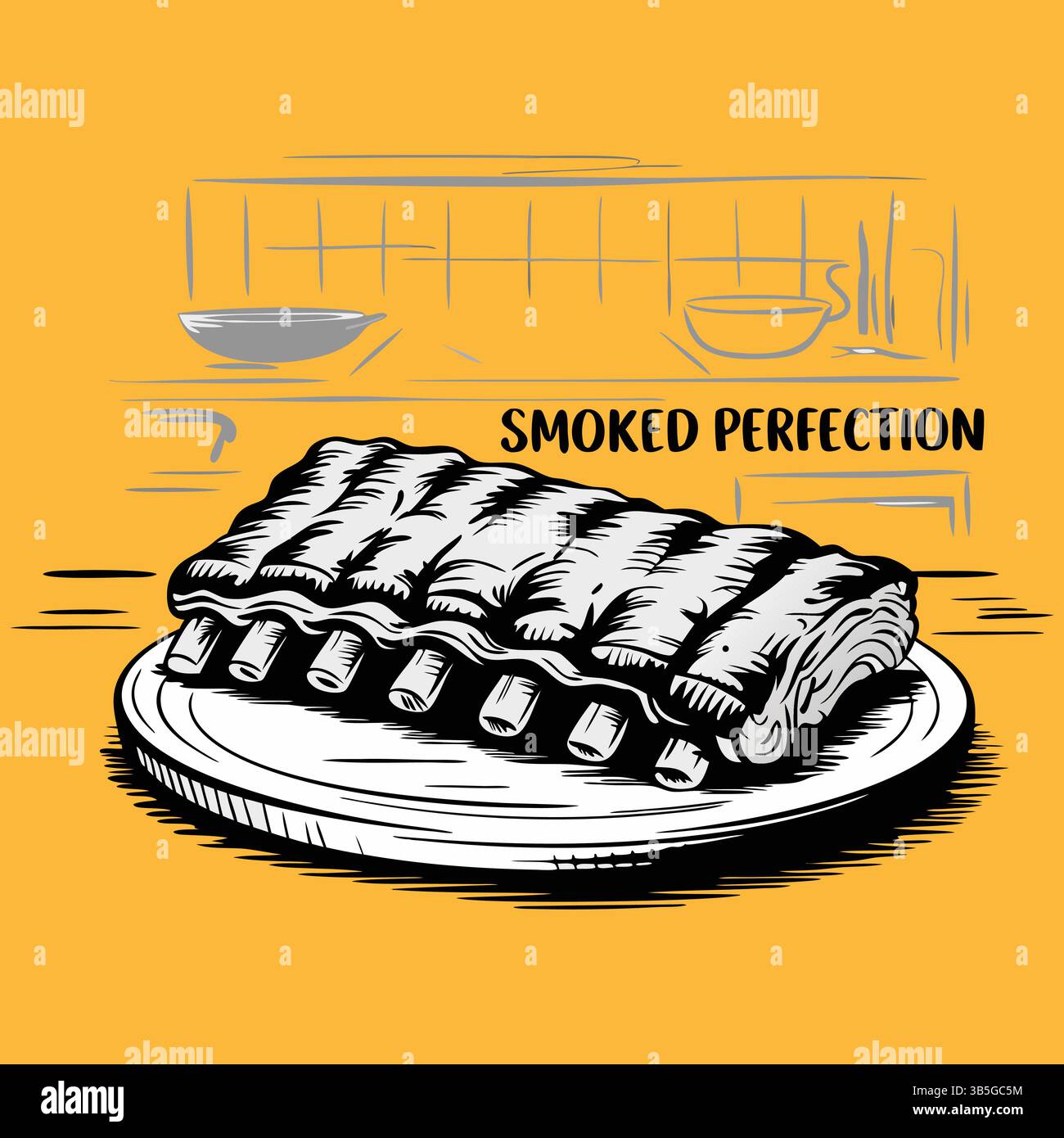 Côtes délicieusement fumées un visuel parfait pour votre menu Illustration de Vecteur