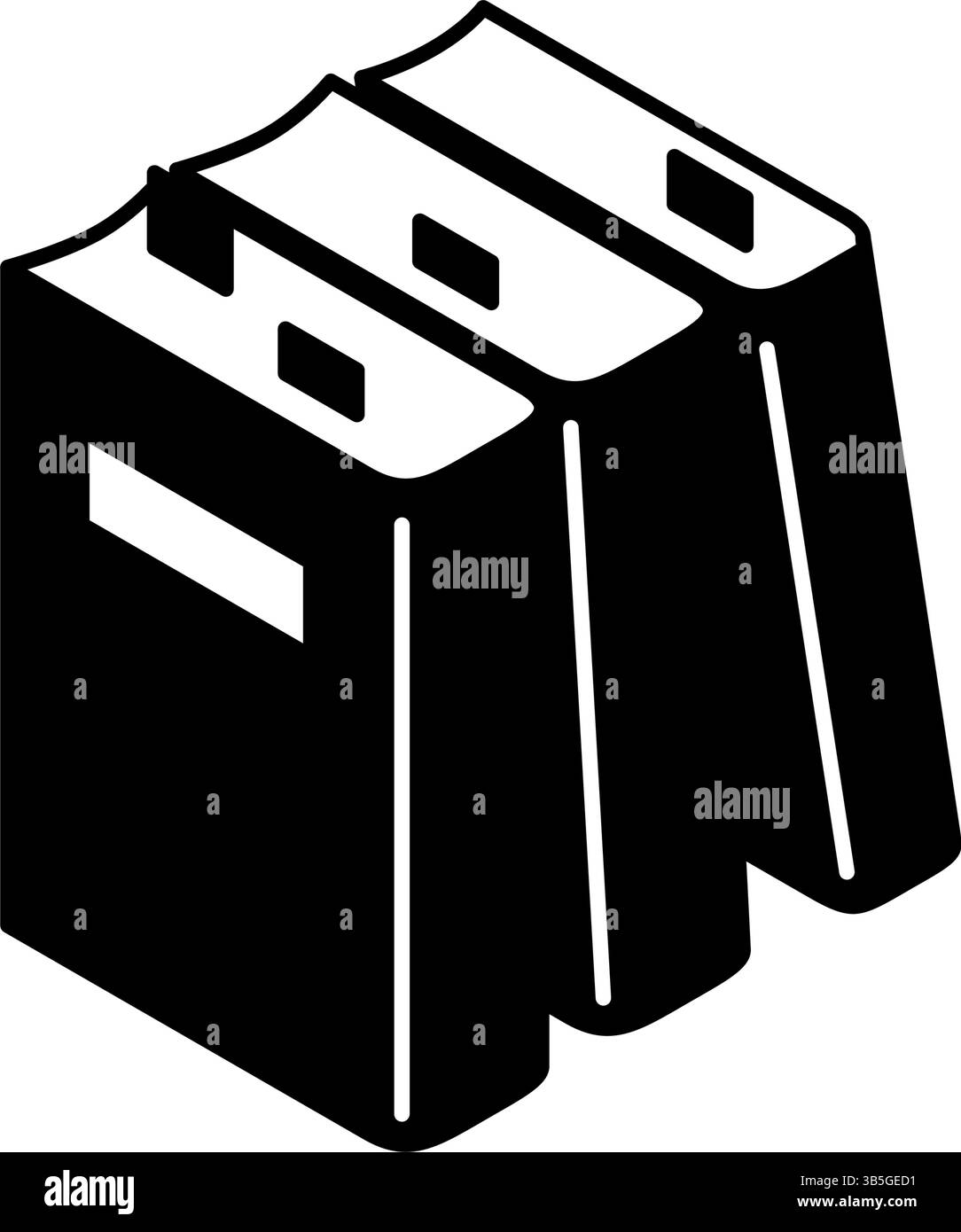 Icône de dessin au trait simple de plusieurs livres avec des notes adhésives, illustration isométrique, illustration vectorielle Illustration de Vecteur