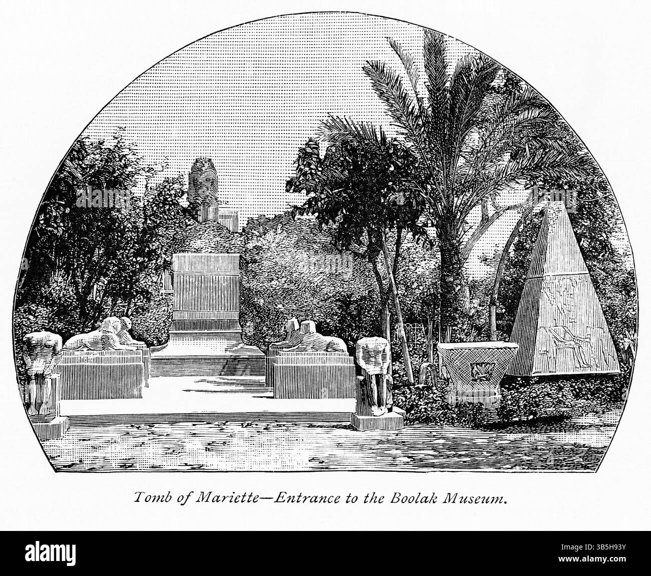 8 janvier 2019, Londres, Angleterre, Royaume-Uni : Tombeau de Mariette, entrée au musée Boolak (Boulaq), le Caire, Egypte, illustration tirée du Livre, ''du Pharaon à Fellah'' de C.F. Moberly Bell avec illustrations de Georges Montbard, gravées par Charles Barbant, Wells Gardner, Darton, & Co., Londres, 1888 (crédit image : © JT Vintage/Glasshouse via ZUMA Press Wire) Banque D'Images