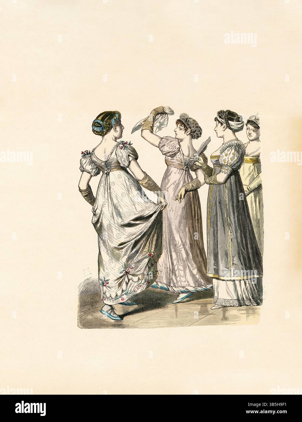 19 mars 2022, Munich, Allemagne : Empire style, Allemagne et France, 1808-1809,illustration, histoire du costume, Braun & Schneider, Munich, Allemagne, 1861-1880 (crédit image : © JT Vintage/Glasshouse via ZUMA Press Wire) Banque D'Images