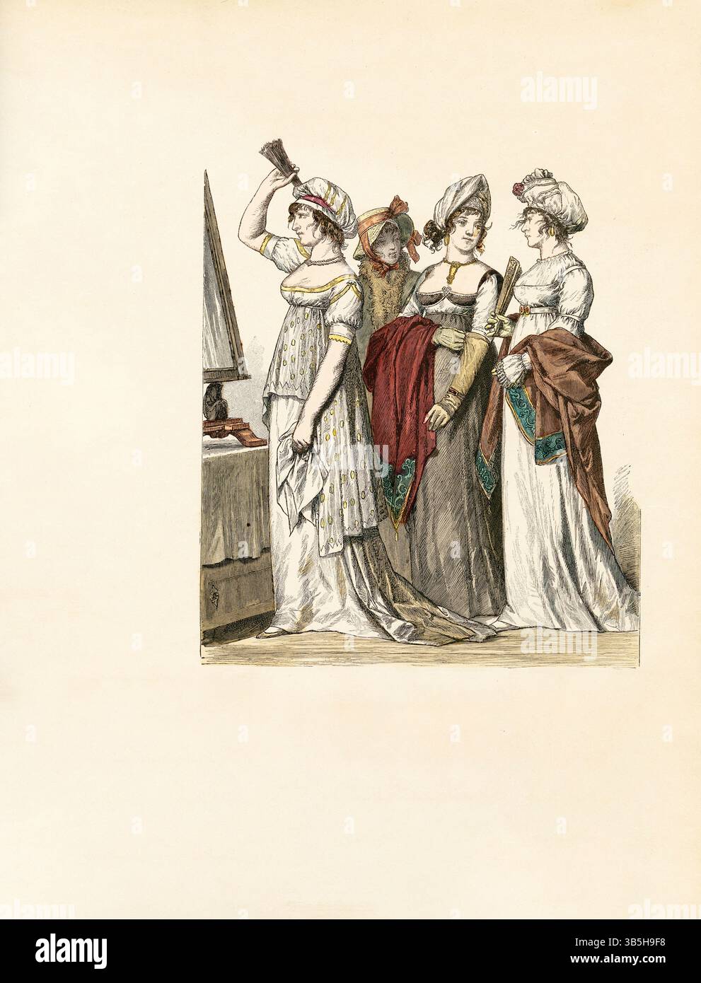 19 mars 2022, Munich, Allemagne : Empire style, Allemagne et France, 1802-1804. Illustration, histoire du costume, Braun & Schneider, Munich, Allemagne, 1861-1880 (crédit image : © JT Vintage/Glasshouse via ZUMA Press Wire) Banque D'Images