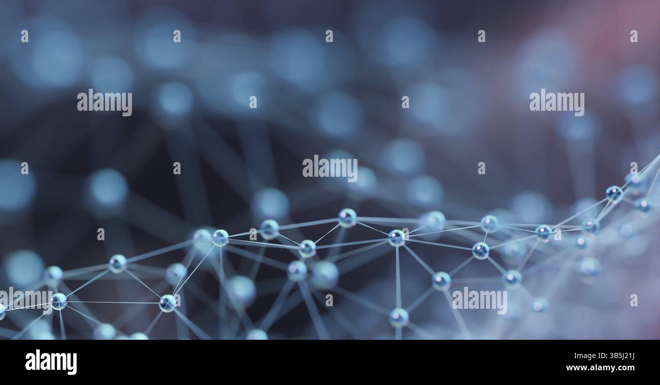 Géométrie du plexus ou arrière-plan de connexion de ligne et de point. Concept de conception de technologie Internet et de communication. rendu 3d. Banque D'Images
