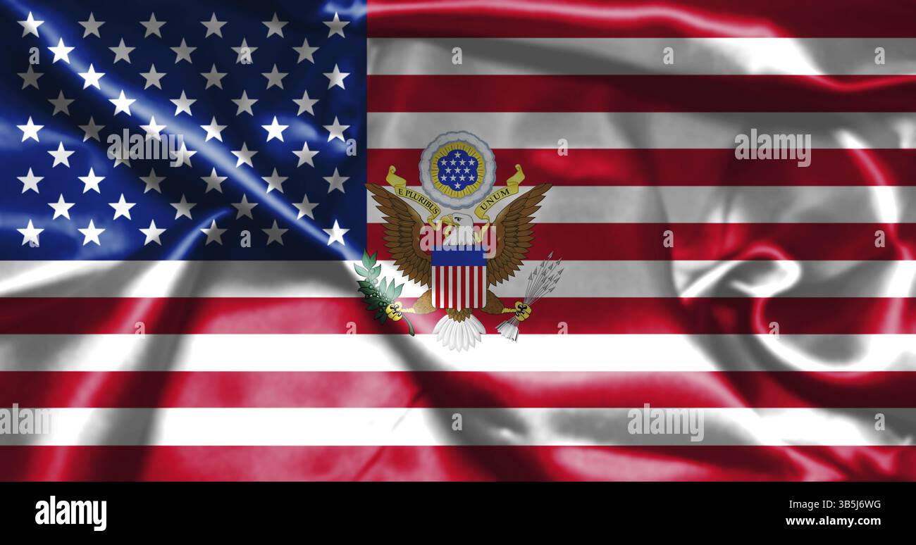 États-unis d'Amérique drapeau avec Eagle blason 3D illustration Banque D'Images