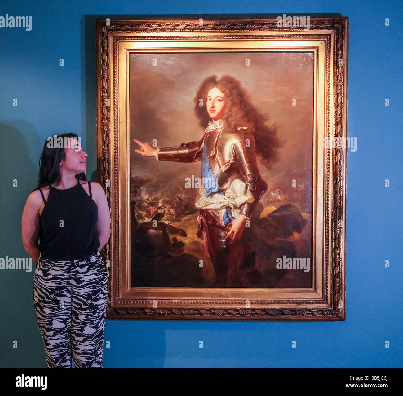 Gainsborough's House Sudbury Suffolk, Royaume-Uni. 02 mai 2025. Hyacinthe Rigaud (1659-1743) ; Parrocel, Joseph (1646-1704) Louis (1682-1712), duc de Bourgogne 1702-03 huile sur toile non émaillée £600 000,00 cette collection présente près de 30 chefs-d'œuvre du XVIIIe siècle d'artistes britanniques et français tels que Thomas Gainsborough, Sir Joshua Reynolds, George Romney, Angelica Kauffman, Jean-Baptiste Pater et François Boucher. Chefs-d'œuvre de Kenwood du 3 mai au 19 octobre 2025. Crédit : Paul Quezada-Neiman/Alamy Live News Banque D'Images