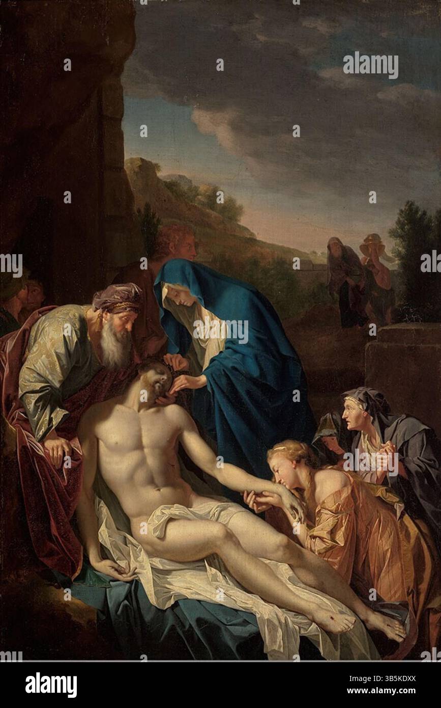 Titre : la tombe du Christ artiste : Pieter van der Werff date : vers 1706–1722 technique : huile sur toile sur panneau dimensions : 54,5 cm (largeur) × 81,5 cm (hauteur) lieu : Musée Boijmans Van Beuningen Banque D'Images