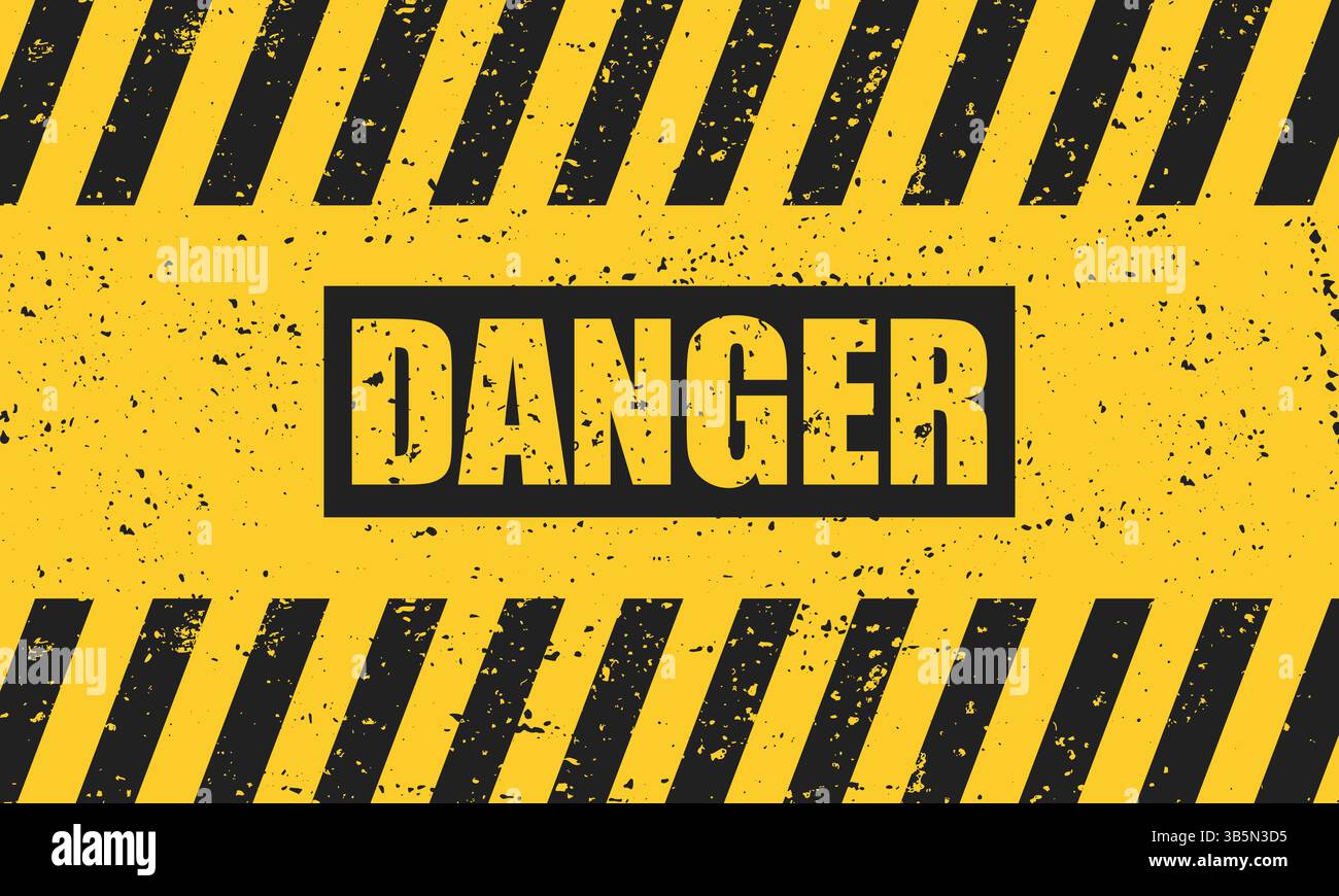 Signe de danger noir grunge abstrait sur fond jaune Illustration de Vecteur