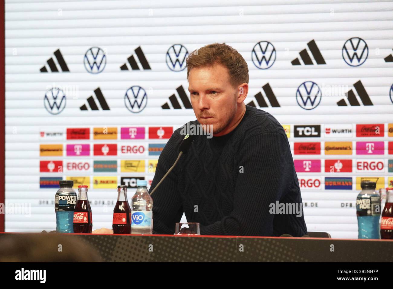 L'entraîneur Julian Nagelsmann (Fédération allemande de football / DFB) lors de la conférence de presse, PK après le match de l'UEFA Nations League : Allemagne vs Bosnie-Herzego Banque D'Images