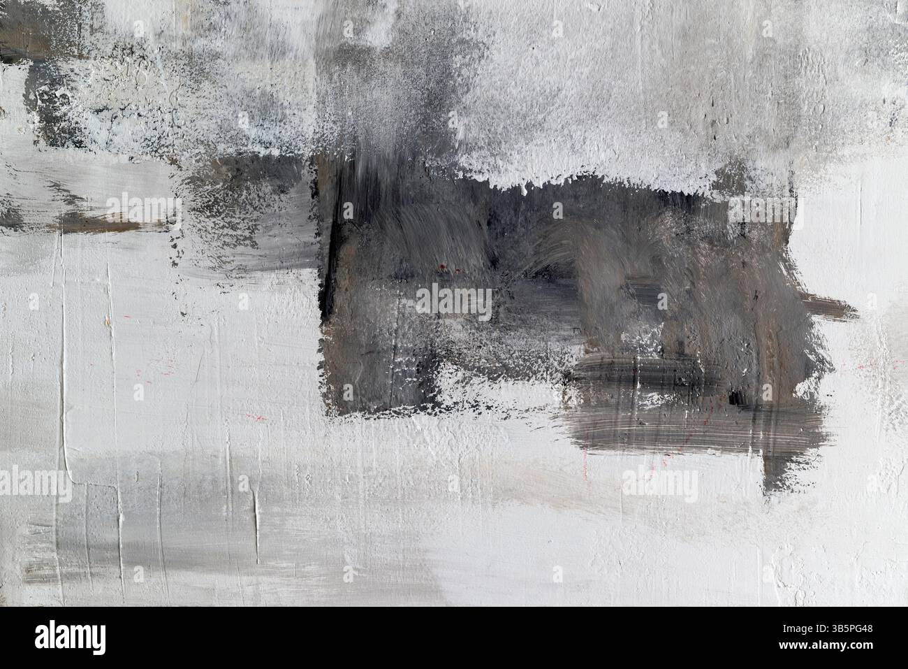 Mur de béton texturé avec une couche peinte de plâtre et de peinture, fond abstrait d'architecture gris et noir Banque D'Images