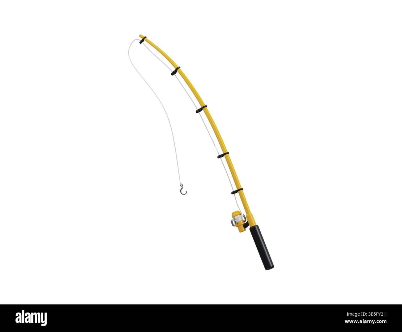 Icône de canne à pêche concept de rendu 3d de crochet de pêche, illustration vectorielle d'icône de crochet de pêche de vacances de pêcheur Illustration de Vecteur