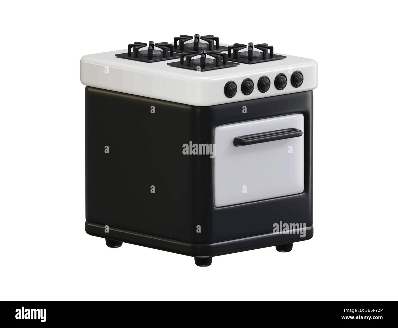 Concept de rendu 3d de cuisinière à gaz ou électrique de l'équipement domestique pour la cuisson des aliments dans l'illustration vectorielle de cuisine Illustration de Vecteur