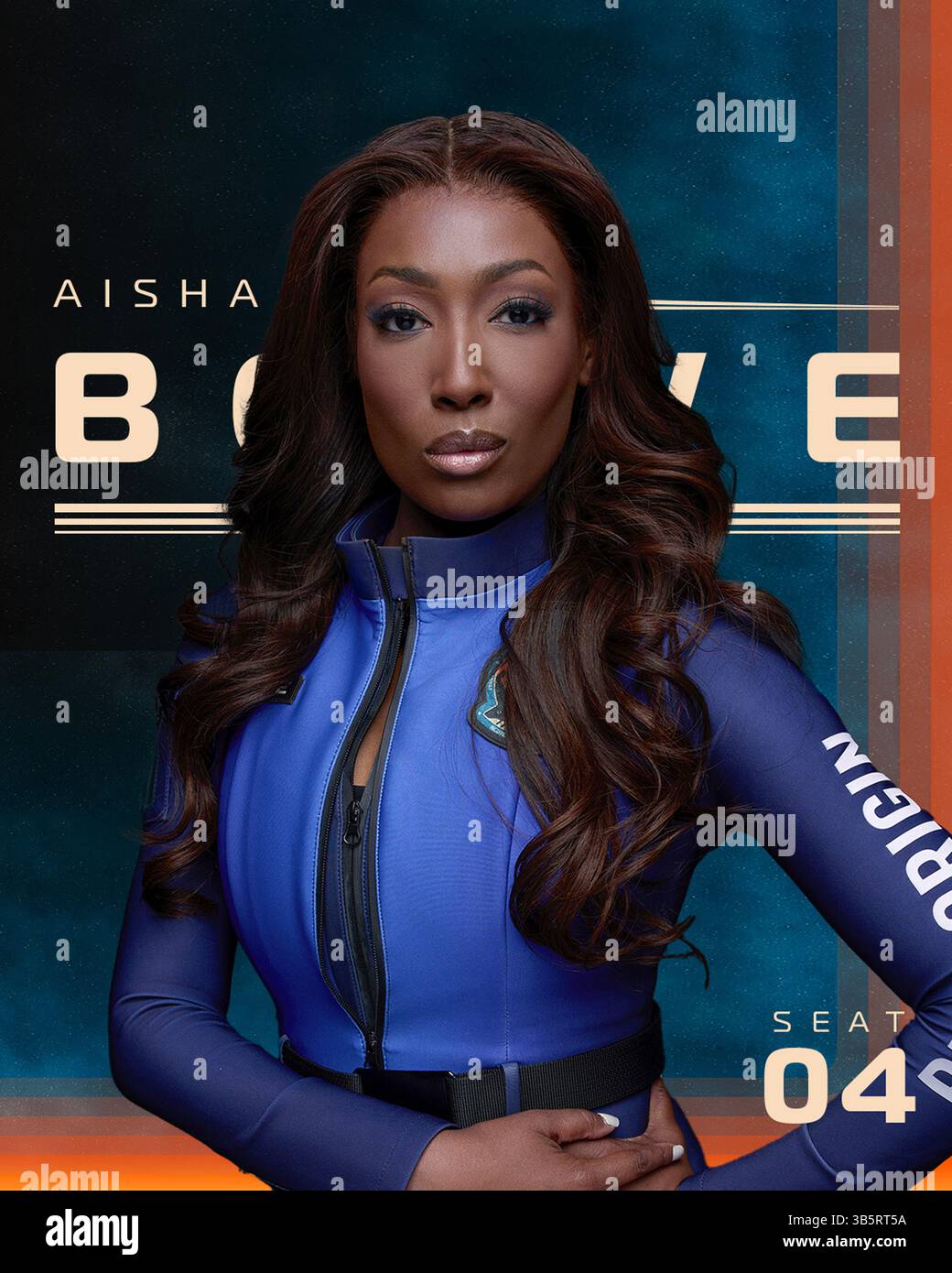Texas, États-Unis. 14 avril 2025. AISHA BOWE Portrait Card. Système de lancement suborbital et mission d'atterrissage. Ce vol suborbital, le 31e du programme New Shepard et le 11e équipage, prolongera l’initiative de Blue Origin pour démocratiser l’accès à l’espace, ayant déjà transporté 52 personnes au-delà de la ligne Karman. (Crédit image : © Blue Origin/ZUMA Press Wire) USAGE ÉDITORIAL SEULEMENT ! Non destiné à UN USAGE commercial ! Banque D'Images