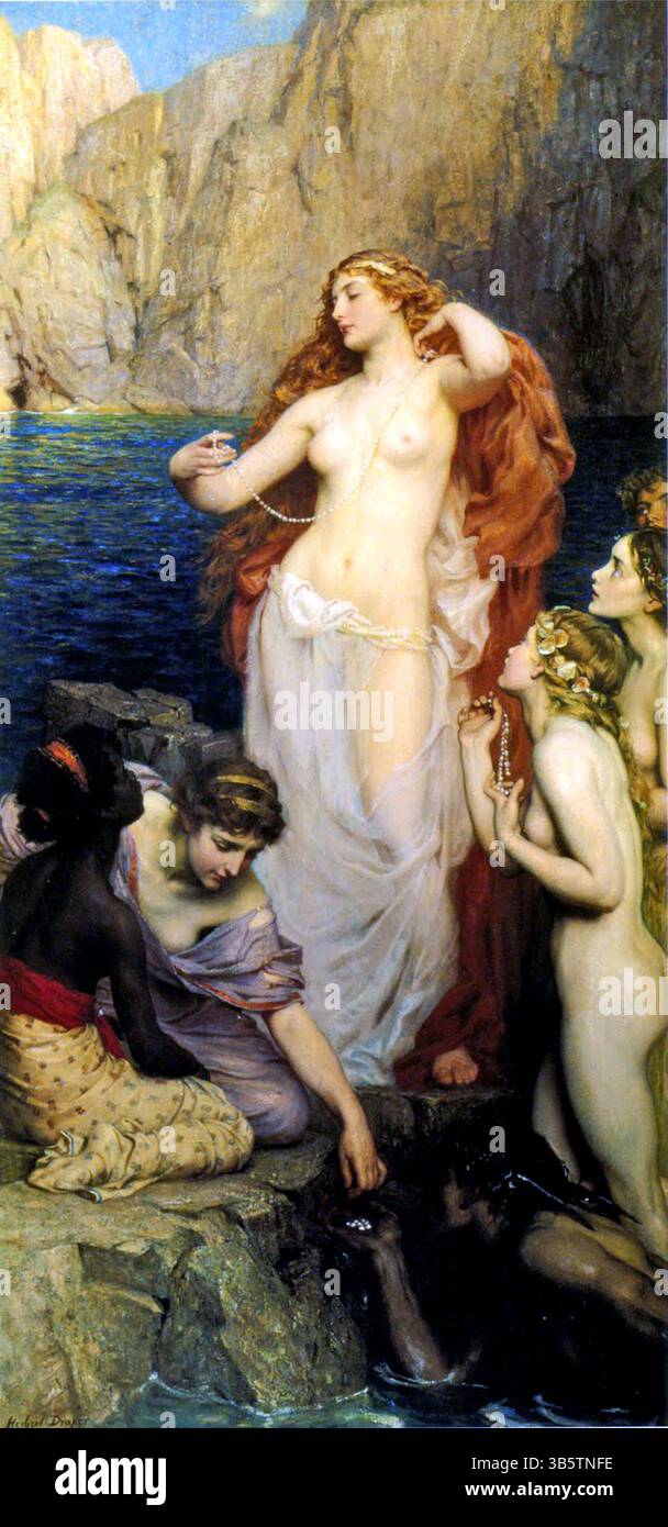 Les perles d'Aphrodite par Herbert James Draper, 1907. Vénus (Aphrodite en grec) est la déesse de l'amour. Banque D'Images