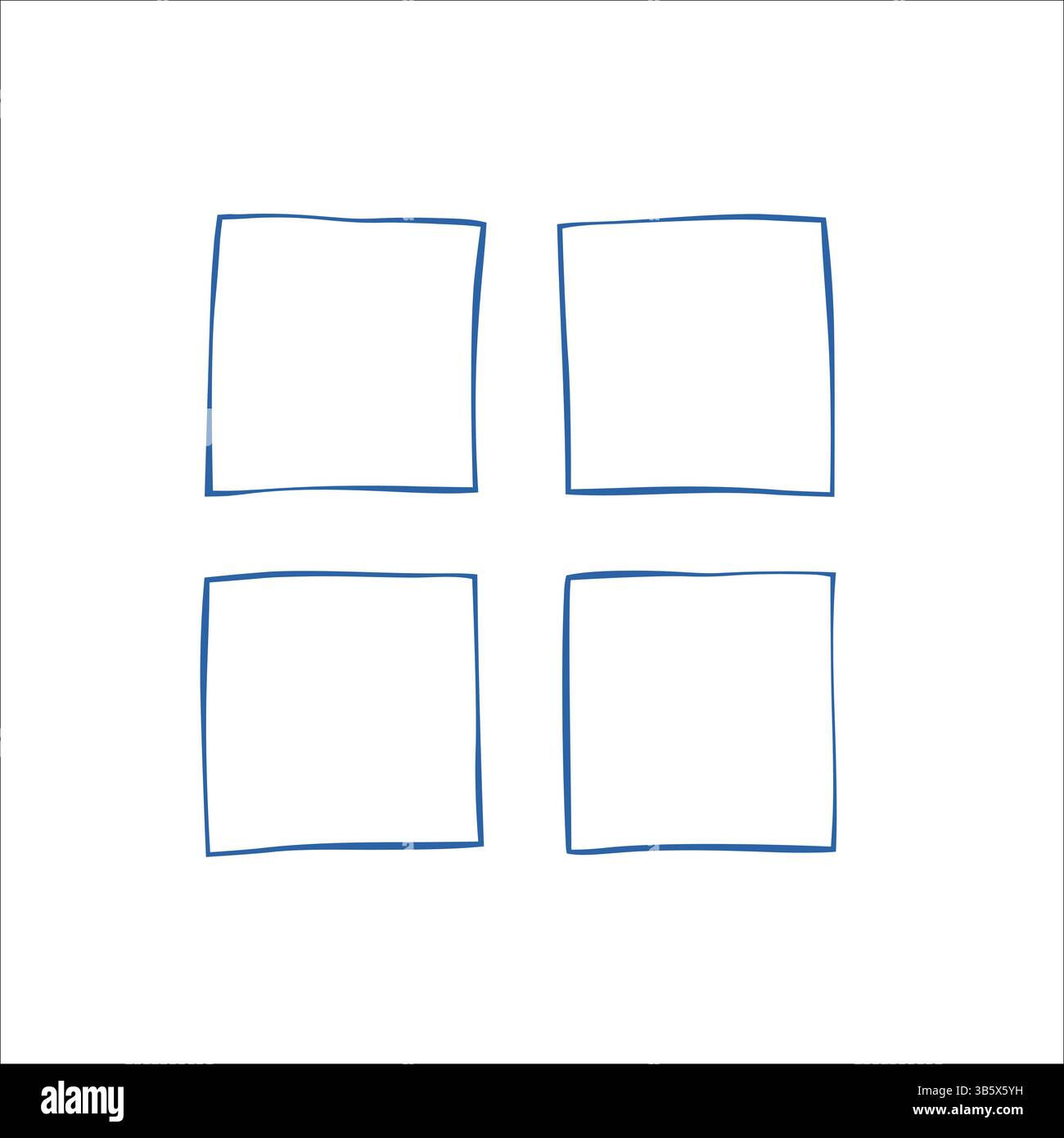 Ensemble de cadres vectoriels de doodle dessinés à la main en couleur bleue avec des lignes inégales, des formes de bordure esquissées Illustration de Vecteur