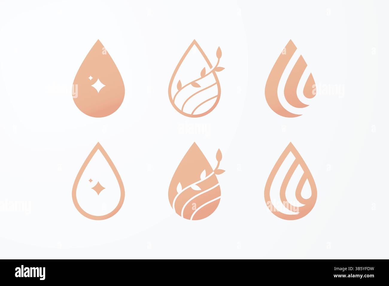 Mineral Pure Water Drop Gold Luxury Premium logo concept Business Beauty nature produit Illustration de Vecteur