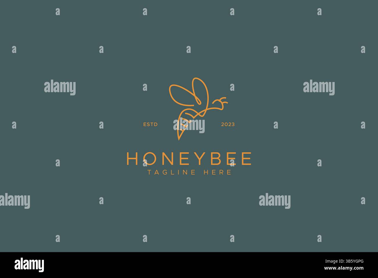 Honey Bee vue latérale logo abstrait couleur de style vintage Illustration de Vecteur