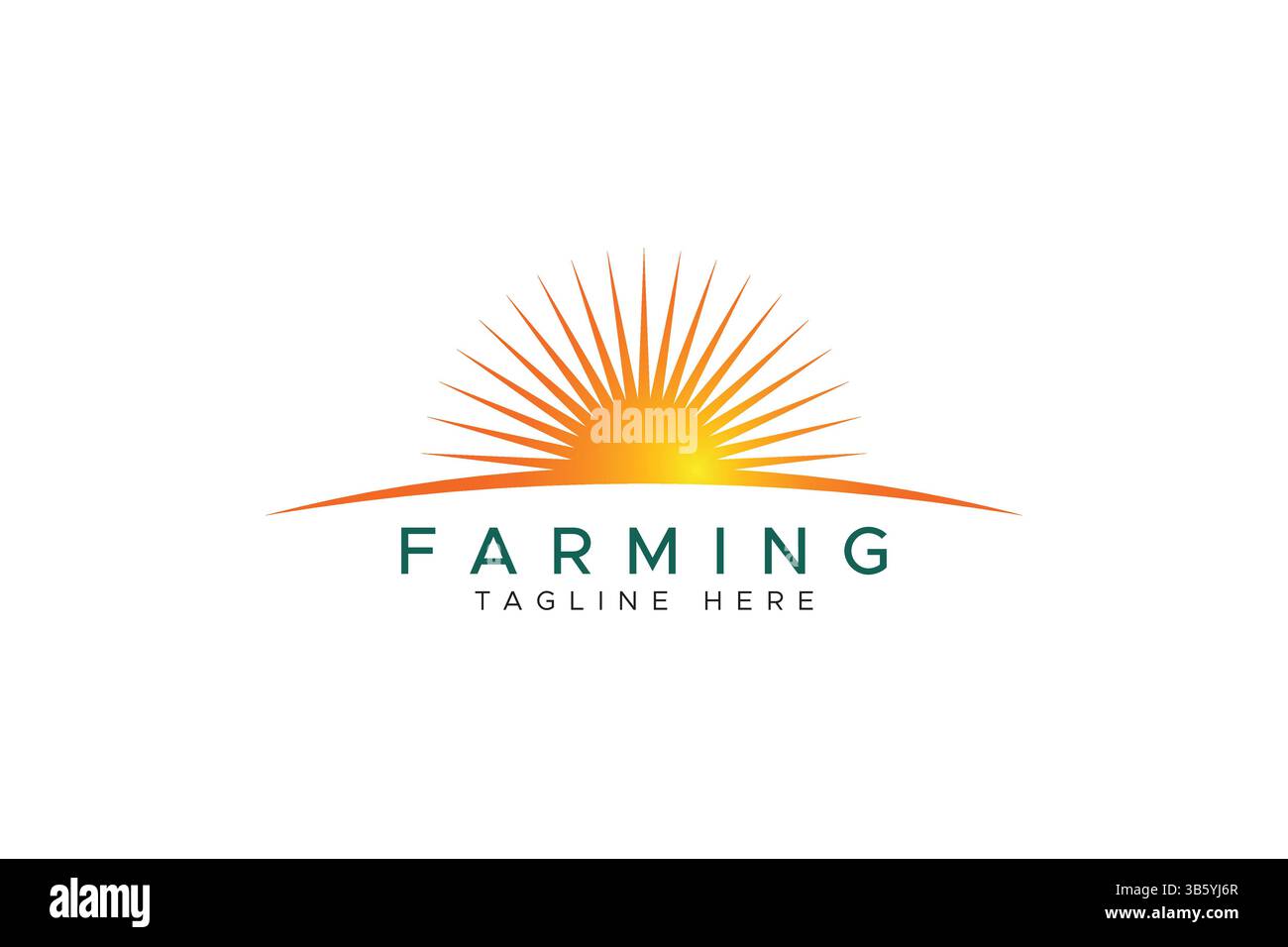 Shining Gold Dawn Sun Farming logo d'étiquette de produit agricole Illustration de Vecteur