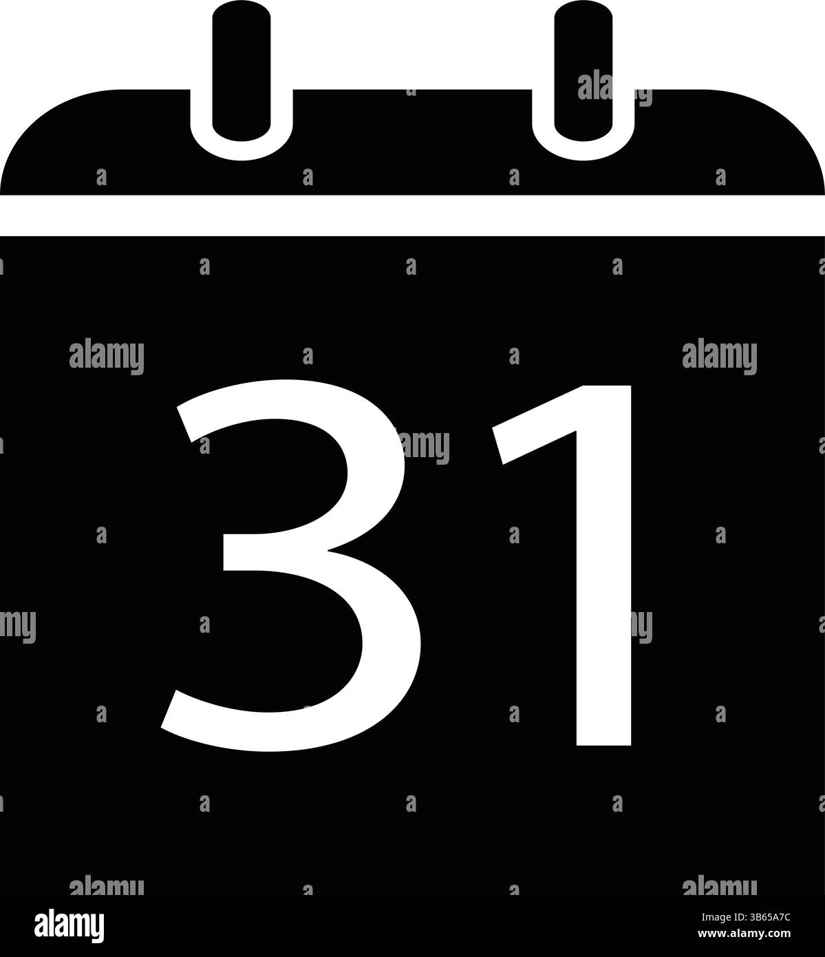 Icône de calendrier avec le numéro 31 – symbole de date en gras noir et blanc pour les applications et les rappels - date du dernier mois Illustration de Vecteur