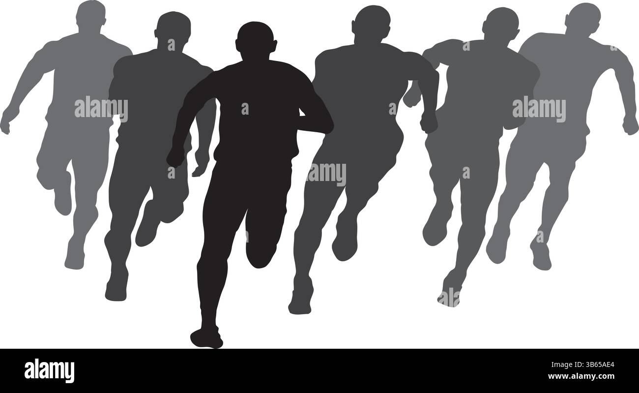 Silhouette Runners in Motion – Groupe d'athlètes qui courent en course ou en marathon illustration Illustration de Vecteur