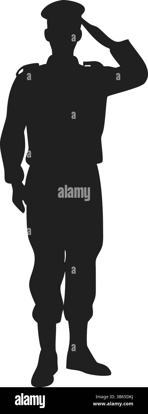 Il se tenait debout, saluant la promesse gravée dans silence Forever Illustration de Vecteur