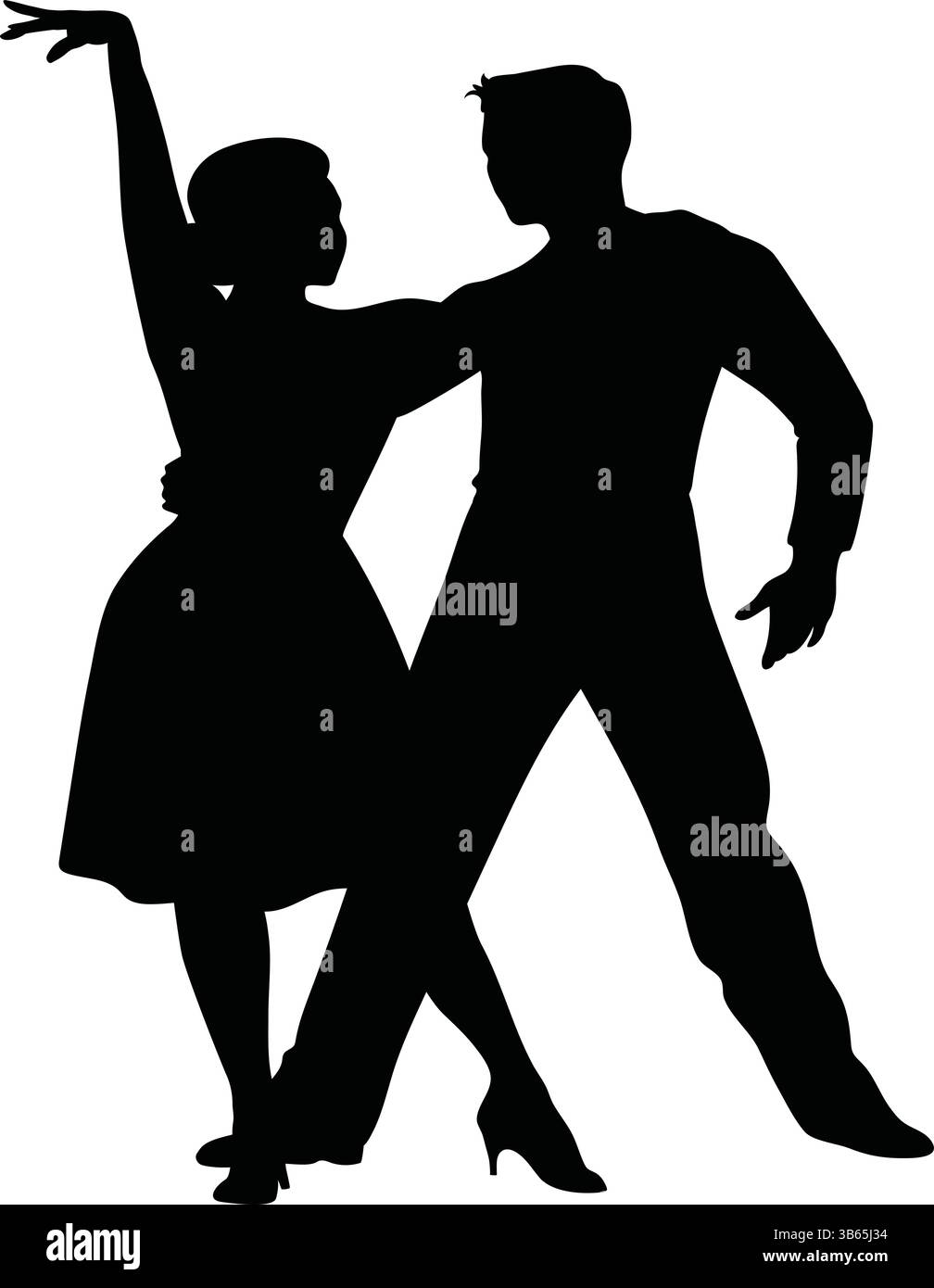 Silhouette de couple dansant ensemble, illustration de danse partenaire Illustration de Vecteur
