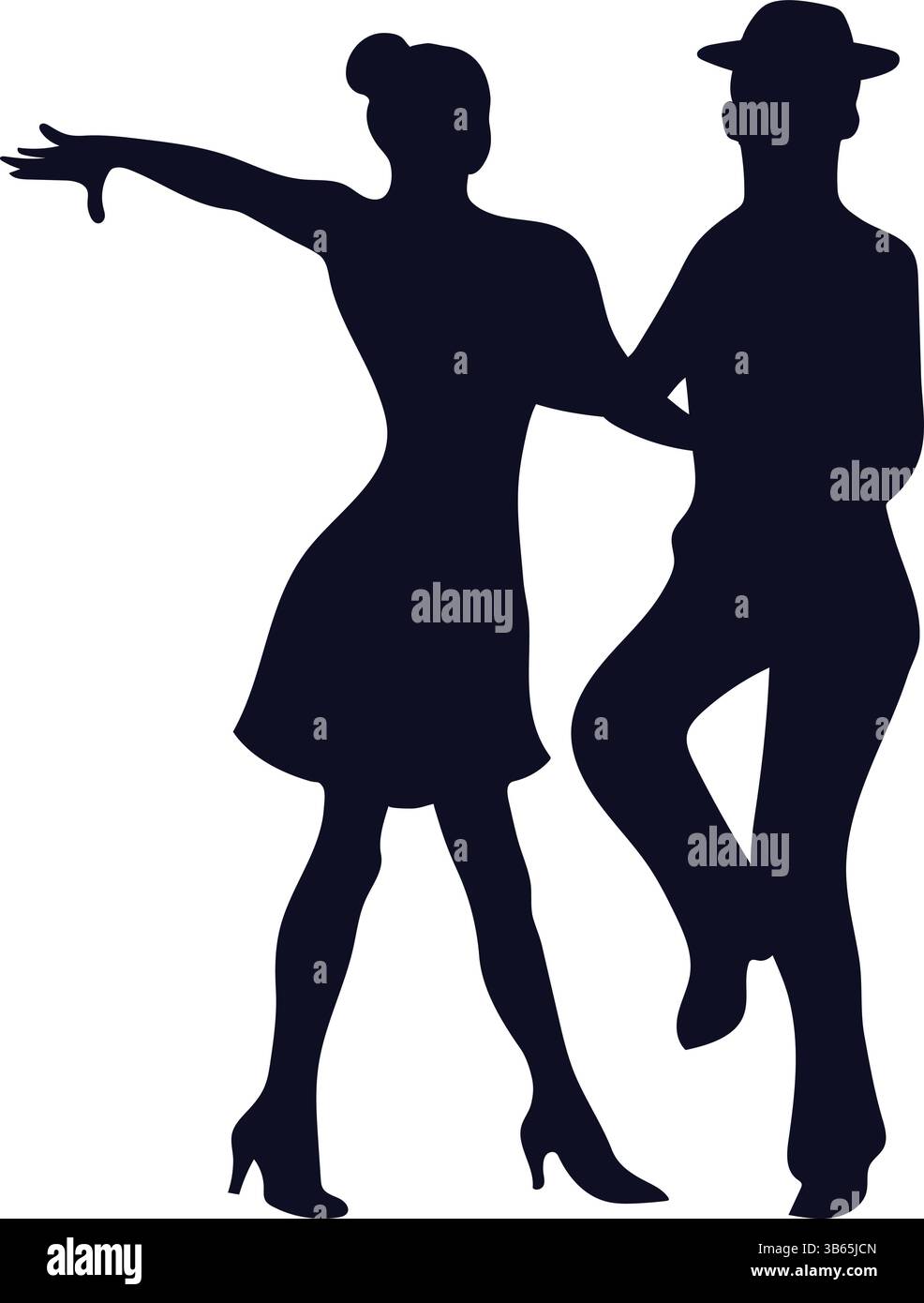 Silhouette de couple dansant ensemble, illustration de danse partenaire Illustration de Vecteur