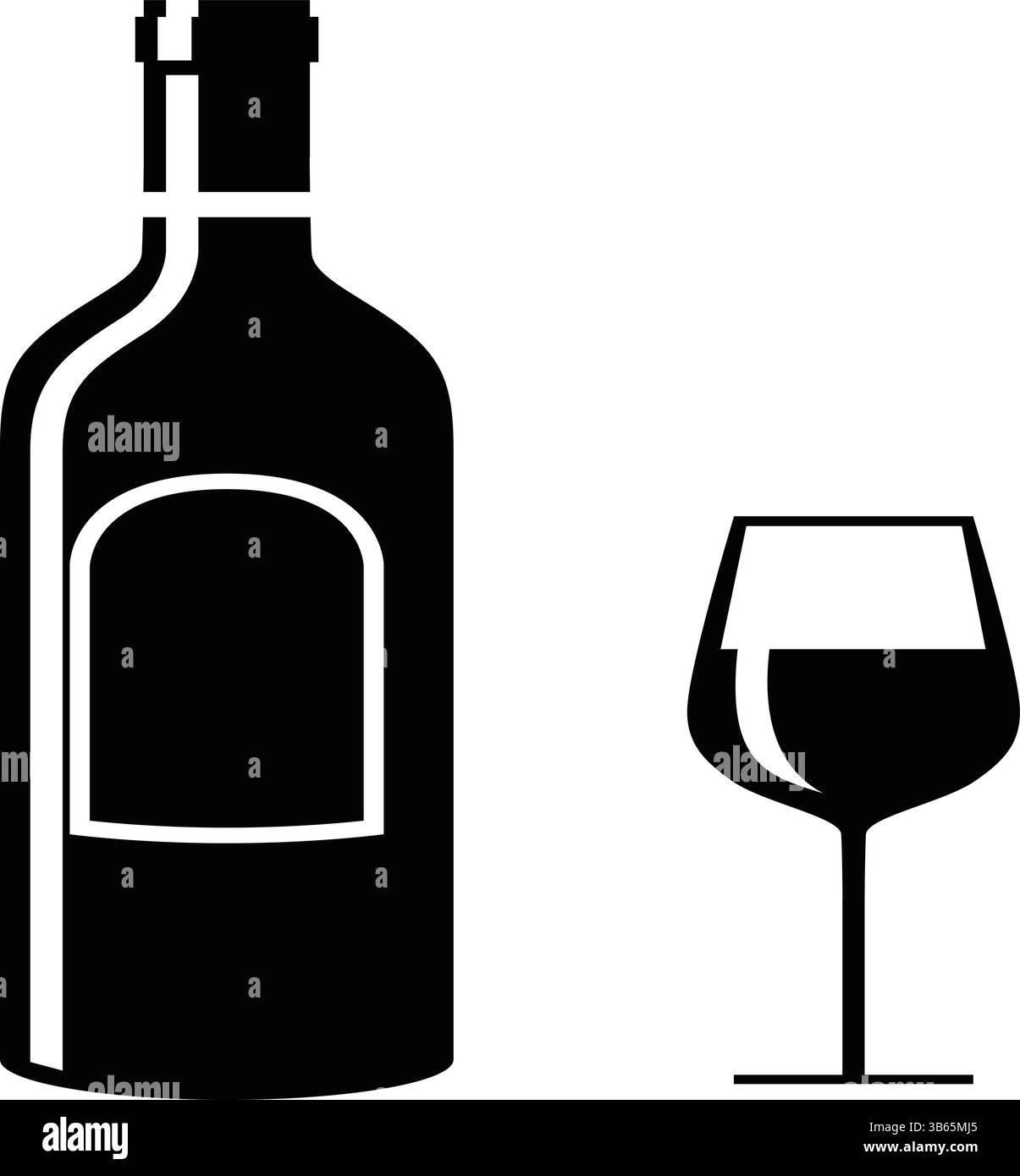 Bouteille de vin noir et illustration d'icône en verre Illustration de Vecteur