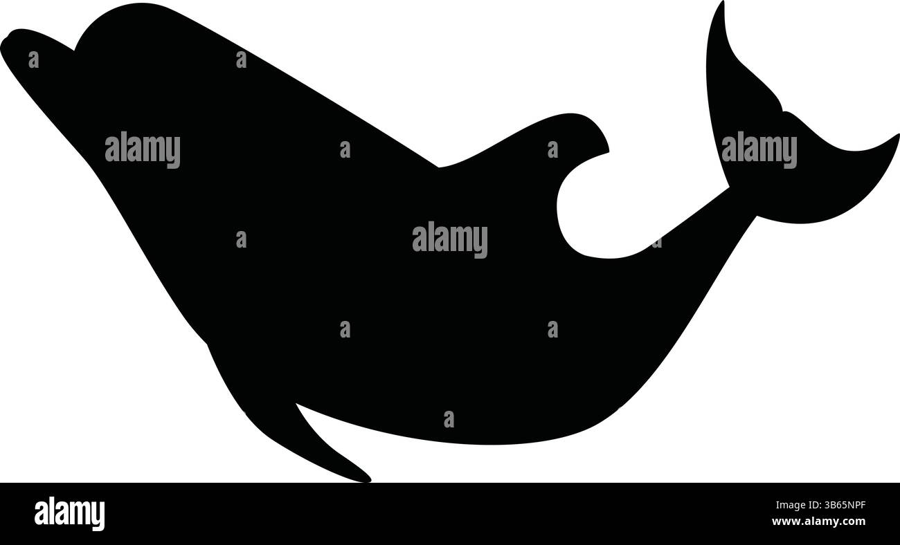 Vecteur d'icône de silhouette de dauphin, graphique d'animal de la mer Noire, symbole de la faune marine Illustration de Vecteur