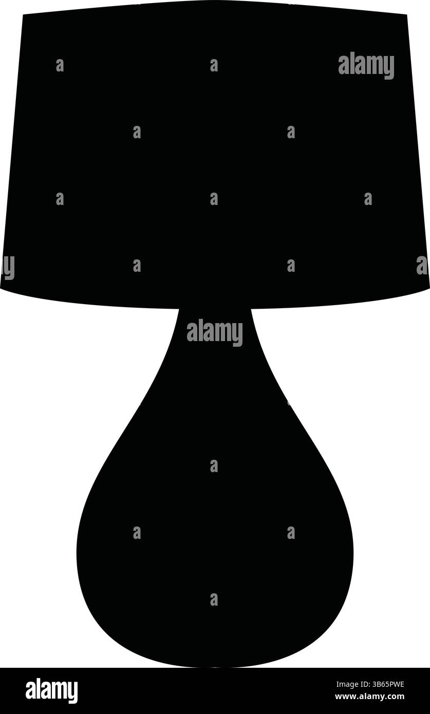 Silhouette noire d'une icône de lampe de table sur fond blanc Illustration de Vecteur