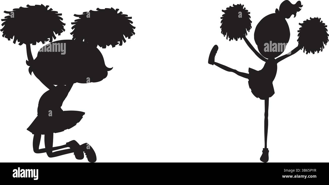 Cheerleader Silhouette avec Pom-Poms - Adobe Stock Vector Illustration de Vecteur