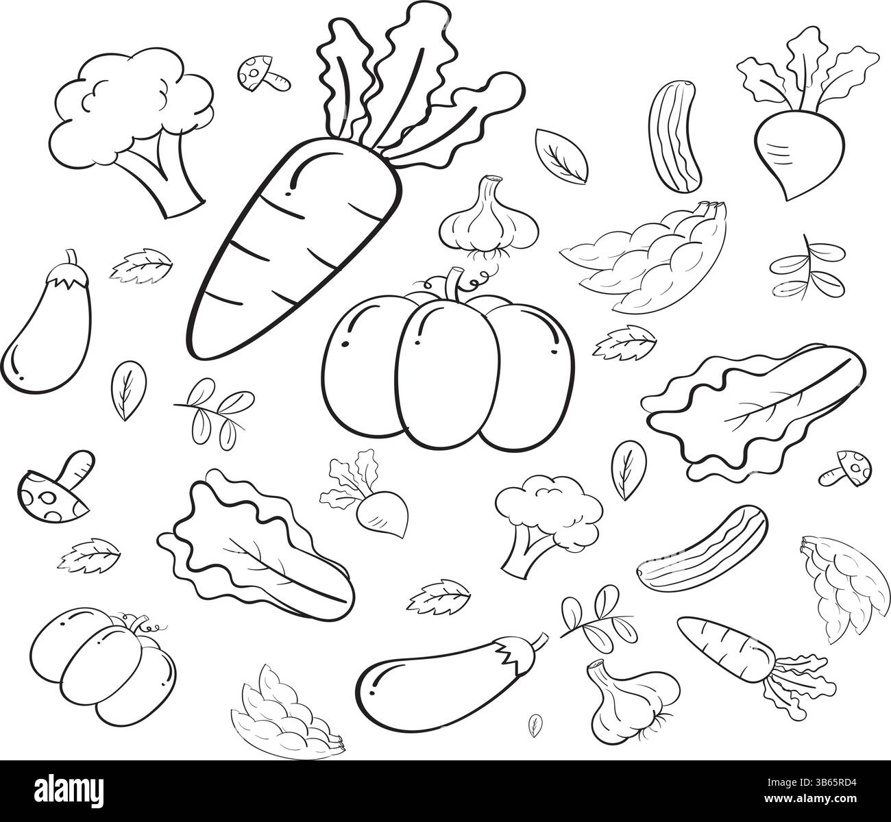 Ensemble d'icônes de collection de légumes dessinés à la main Illustration de Vecteur