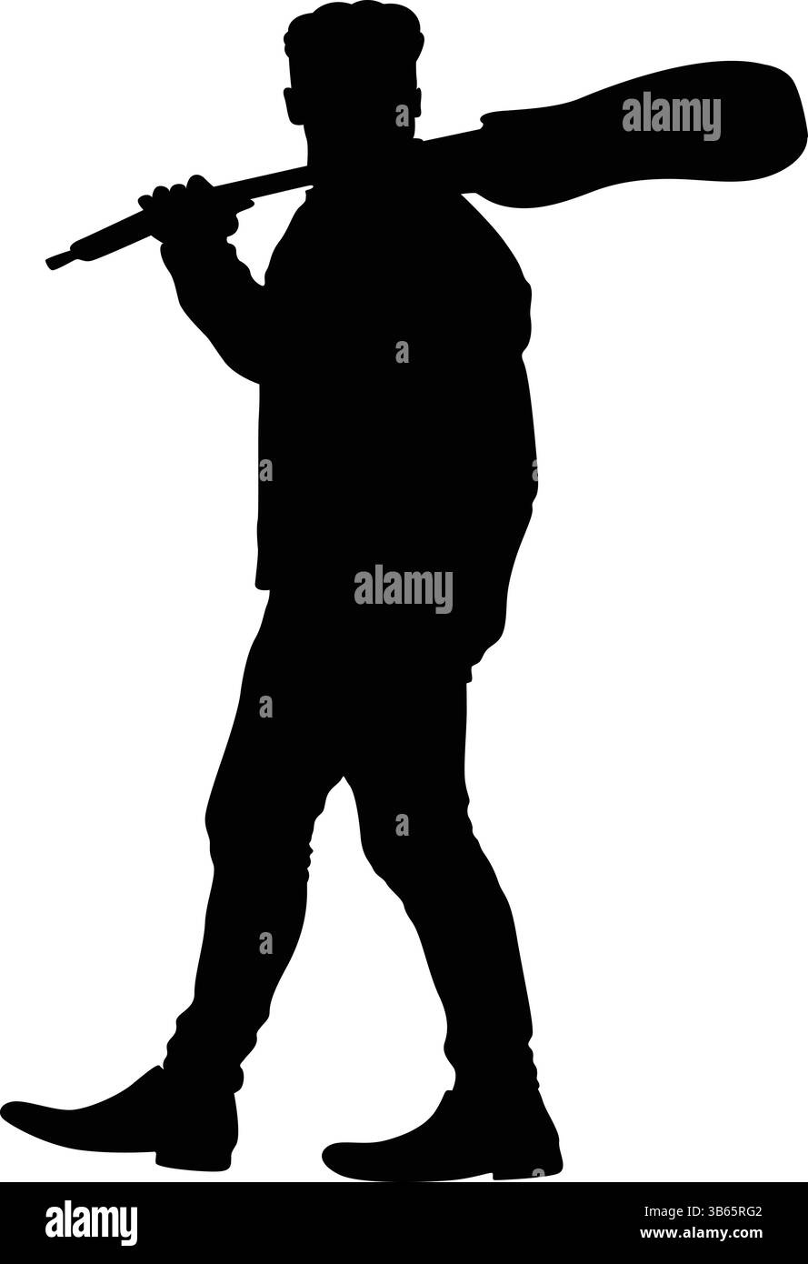 Silhouette d'un homme portant une guitare sur son épaule Illustration de Vecteur