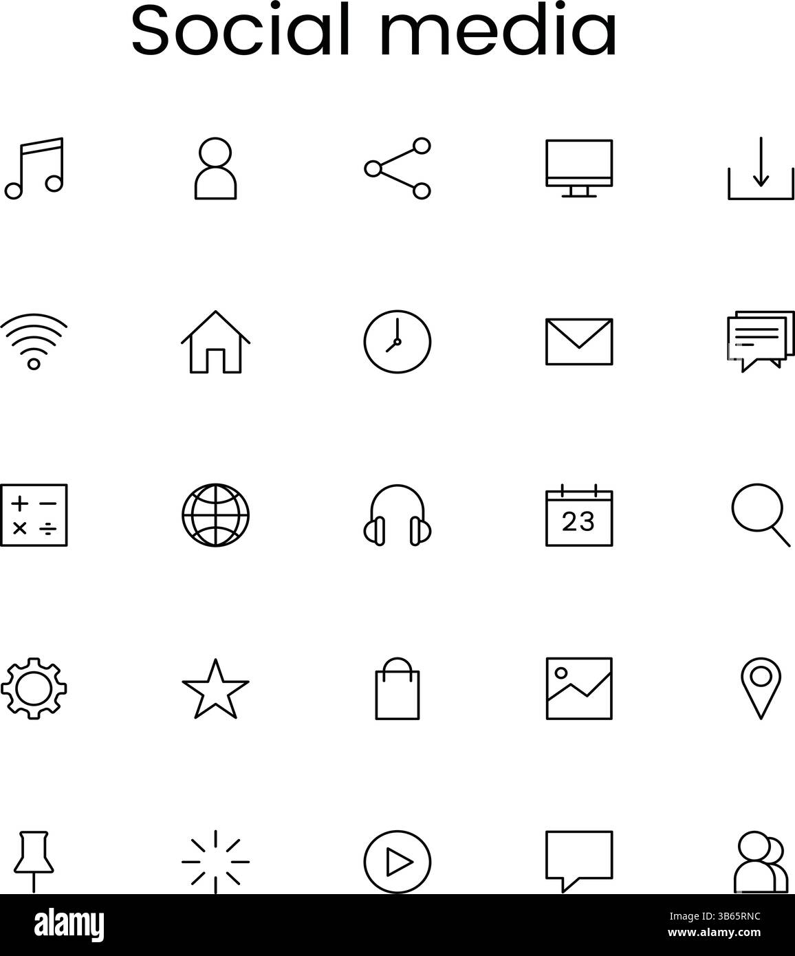 Icônes de médias sociaux définies pour les applications Web et mobiles Illustration de Vecteur