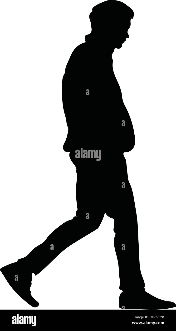 Silhouette de l'homme marchant dans des vêtements décontractés - icône vue de côté Illustration de Vecteur