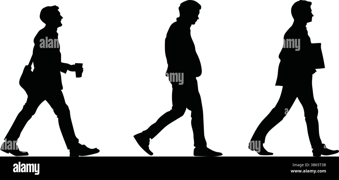 Silhouette des gens d'affaires marchant - icône de Silhouette d'homme d'affaires marchant Illustration de Vecteur