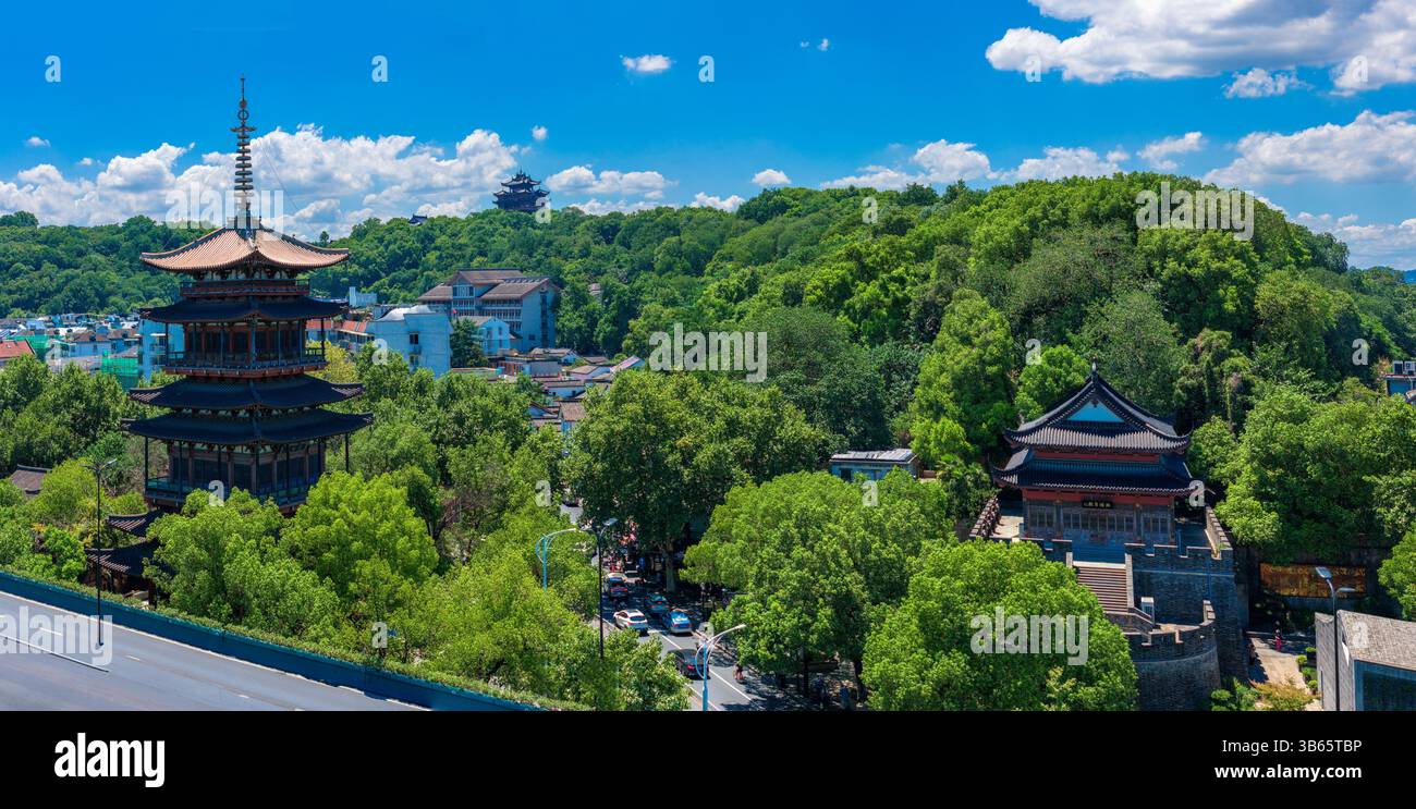 Le paysage de la Tour de tambour à Hangzhou, Zhejiang, Chine Banque D'Images