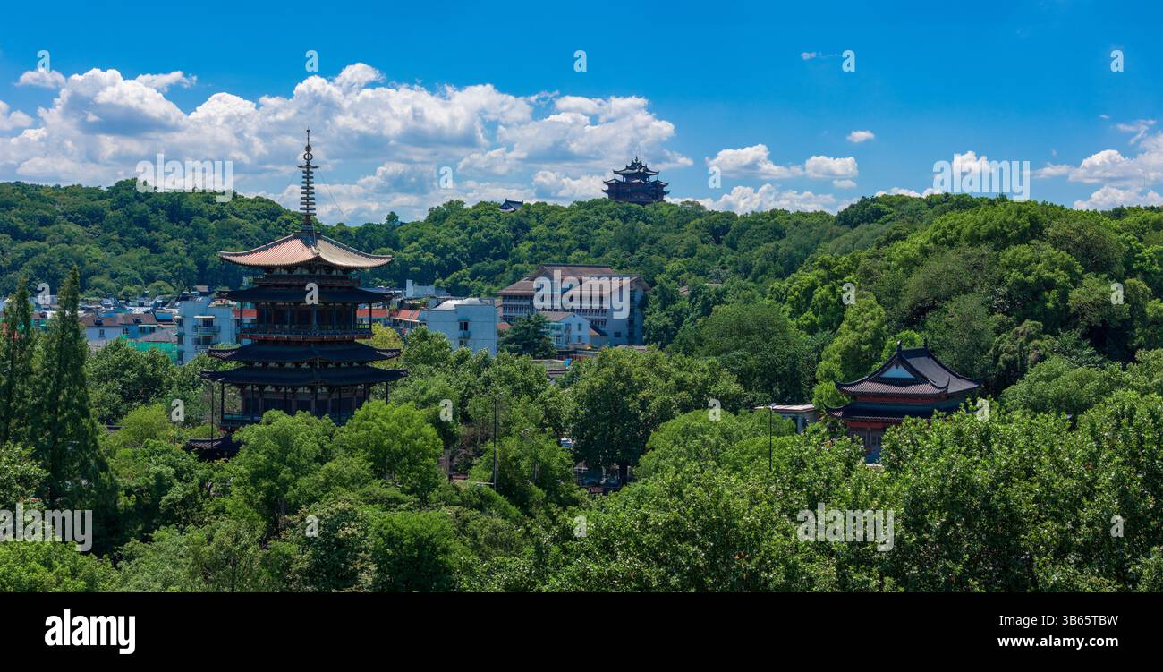 Le paysage de la Tour de tambour à Hangzhou, Zhejiang, Chine Banque D'Images