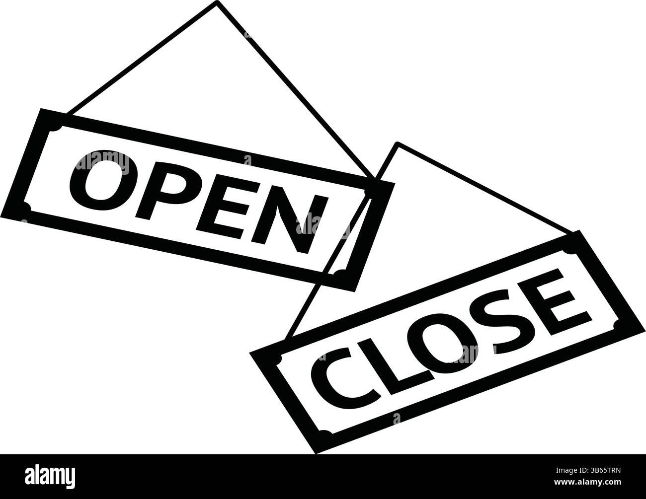 Vecteur d'icône de signe d'ouverture de fermeture noir et blanc pour les magasins, les entreprises ou les étiquettes de porte de magasin Illustration de Vecteur