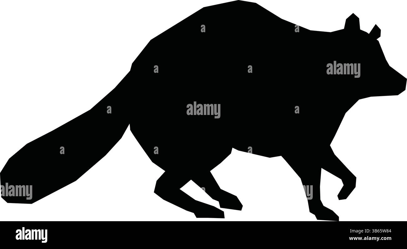 Conception d'icône d'animal noir de silhouette de raton laveur, vecteur de raton laveur, icône d'animal sauvage, créature forestière, icône de raton laveur noir Illustration de Vecteur