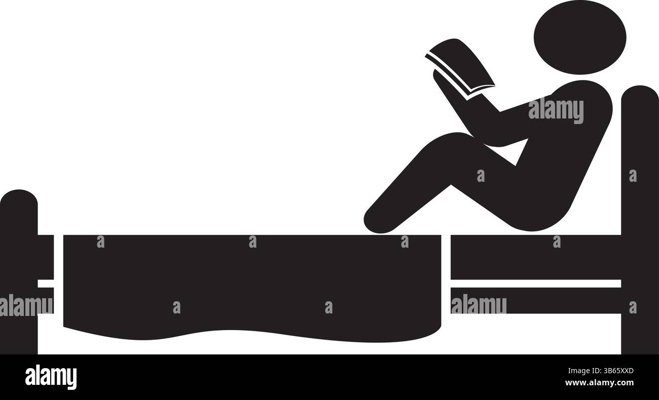Icône personne lisant dans le lit - symbole de relaxation vectorielle Illustration de Vecteur