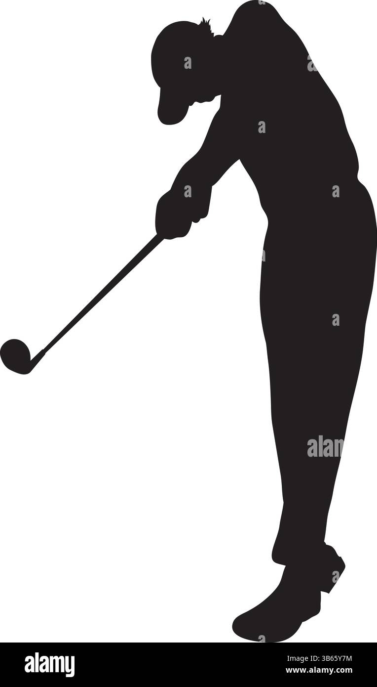 Silhouette de golfeur masculin – homme frappant vecteur de balle de golf Illustration de Vecteur