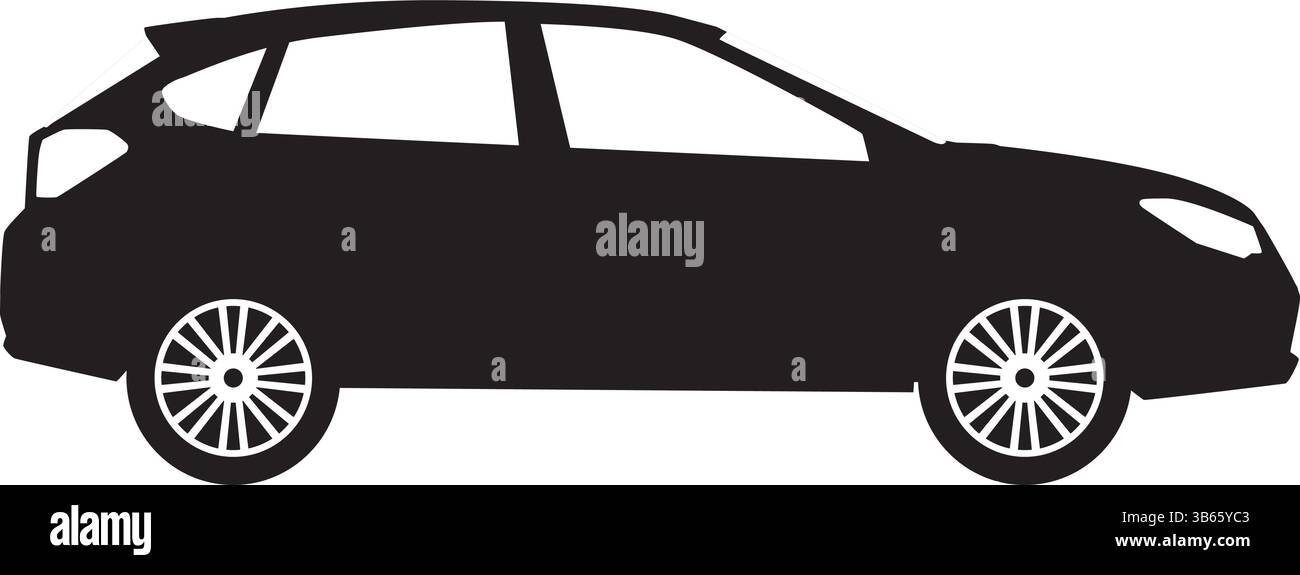 Silhouette compacte de voiture à hayon en noir – vecteur de véhicule urbain Illustration de Vecteur