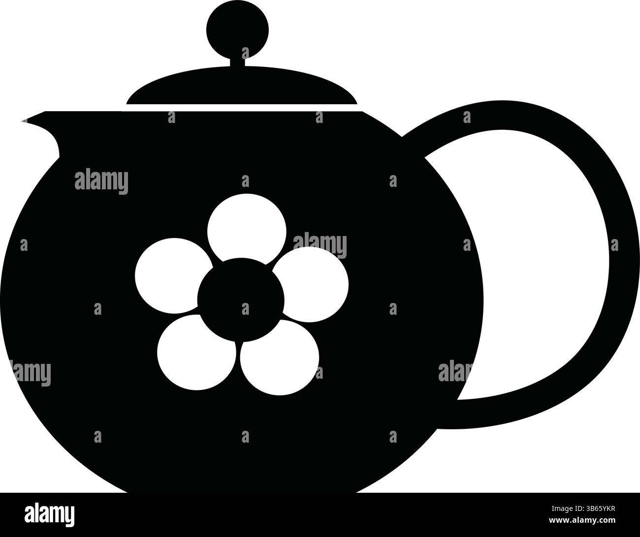 Icône de théière décorative avec silhouette de design floral Illustration de Vecteur