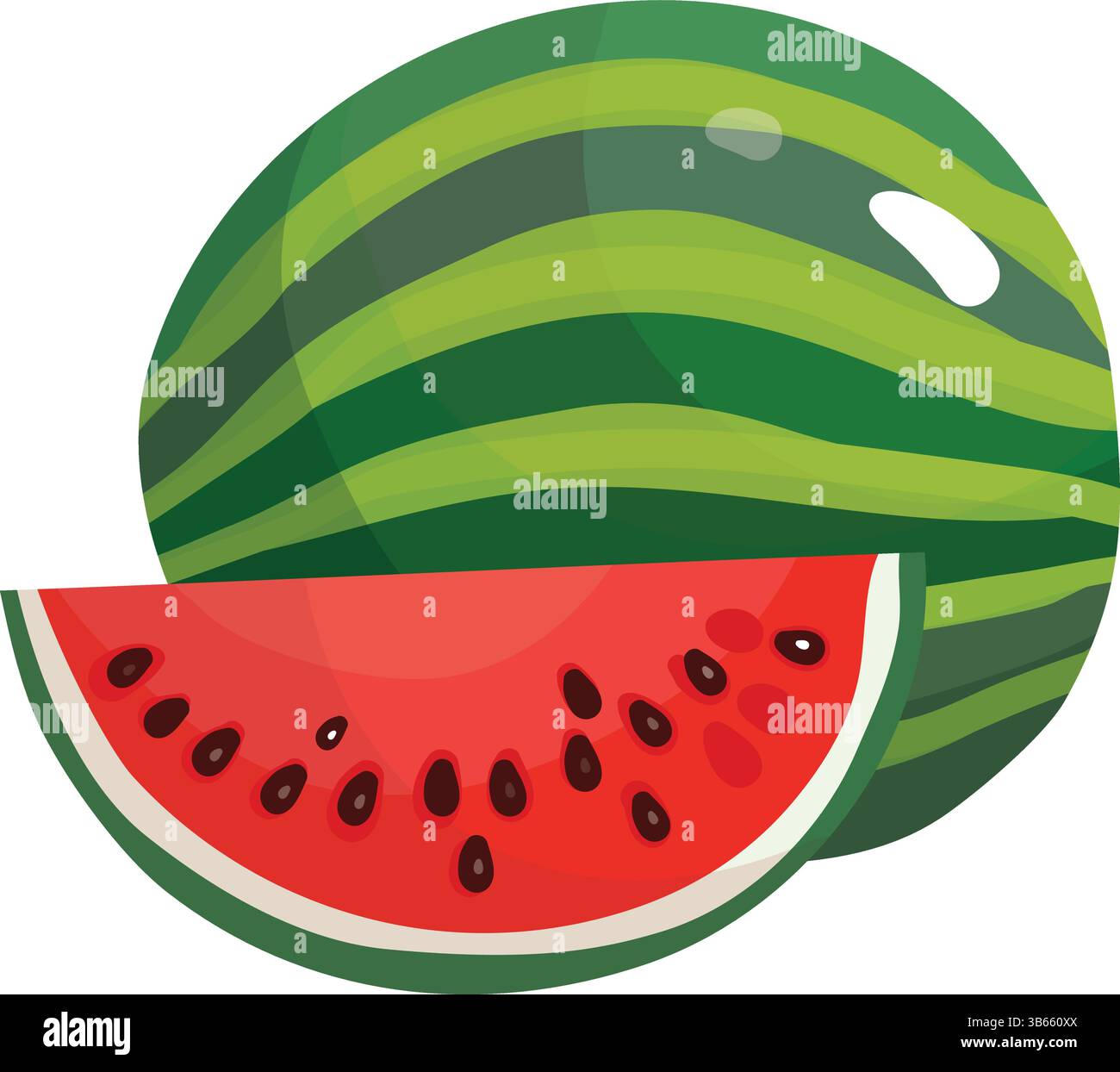 Pastèque avec tranche isolé sur blanc Illustration de Vecteur