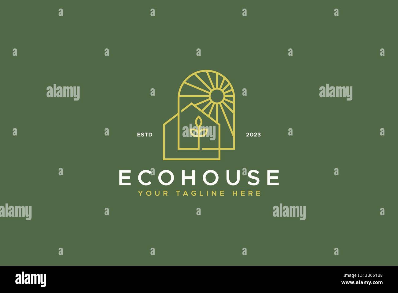 ECO House Natural Power Energy Plantation Fresh Environment Friendly logo concept Illustration de Vecteur