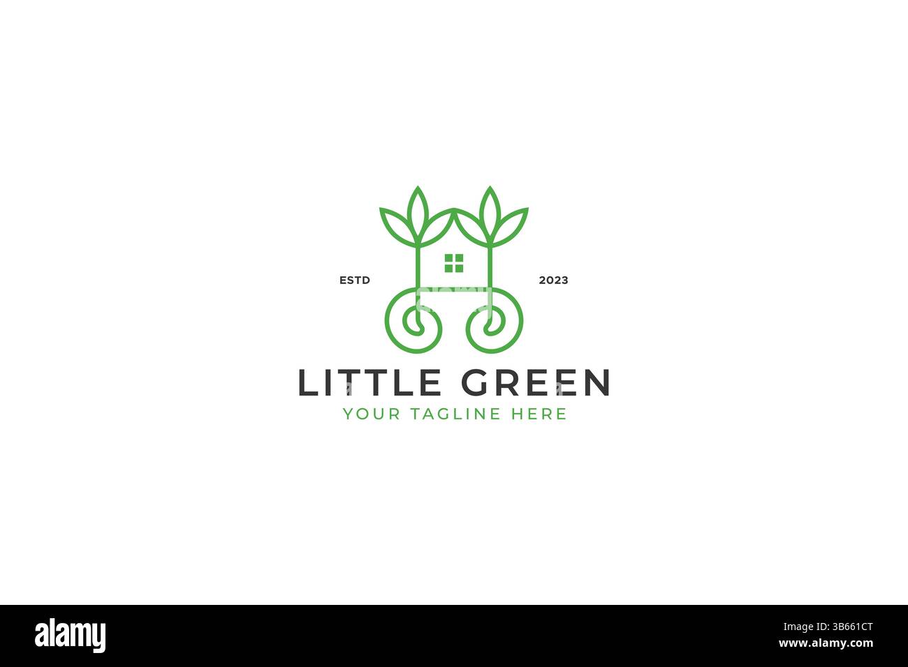 Greenery Seed Botanical House Plant Property et concept de logo résidentiel Illustration de Vecteur