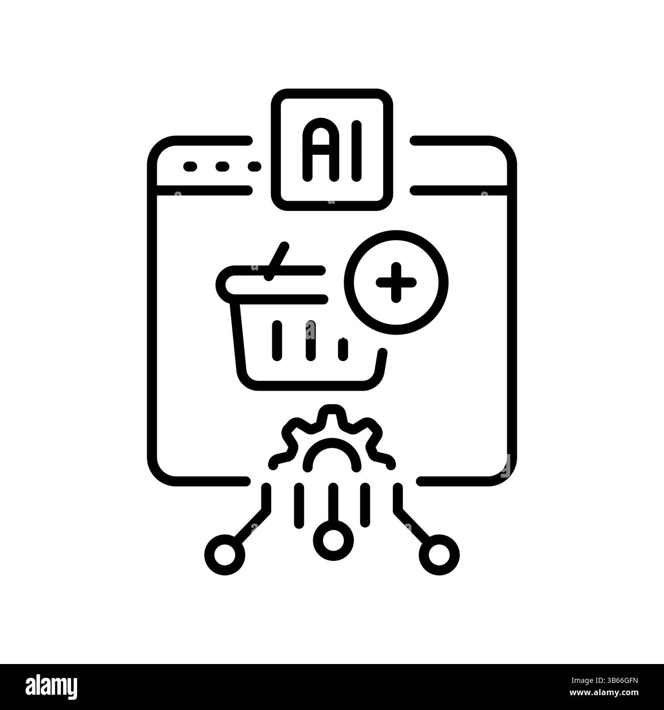 Icône de ligne noire de recommandation de produit complémentaire pour les projets numériques et imprimés. Icônes nettes minimales pour les applications et les sites Web. Icônes simples modernes f Illustration de Vecteur