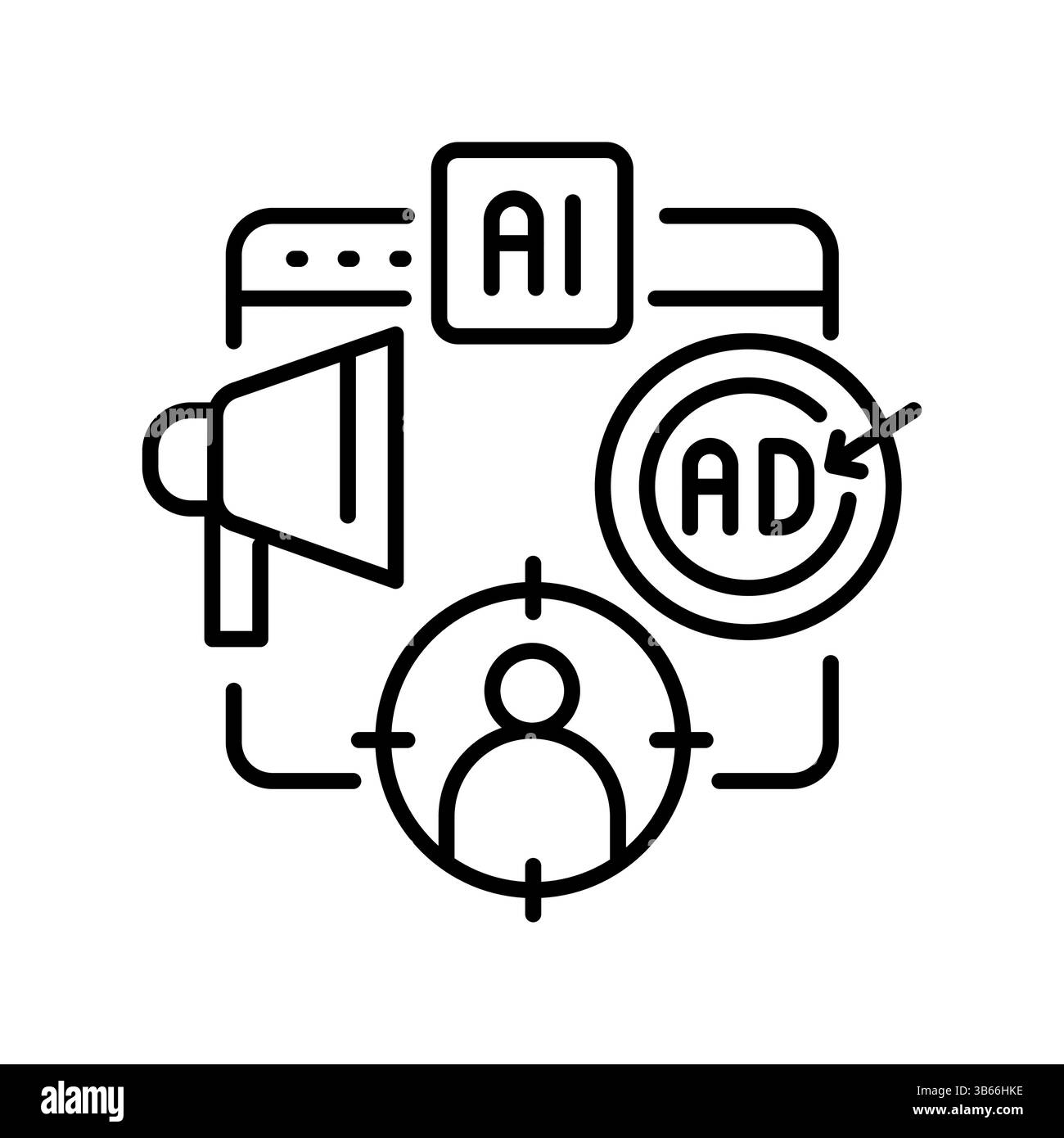 Smart ad ciblant l'icône de ligne noire pour les projets numériques et imprimés. Icônes nettes minimales pour les applications et les sites Web. Icônes simples modernes pour UI UX et marque Illustration de Vecteur